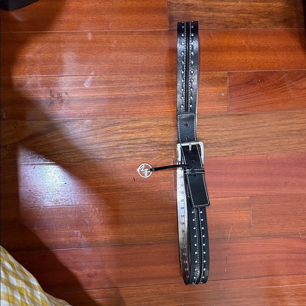 Michael Kors Black & Silver Leather Studded Belt